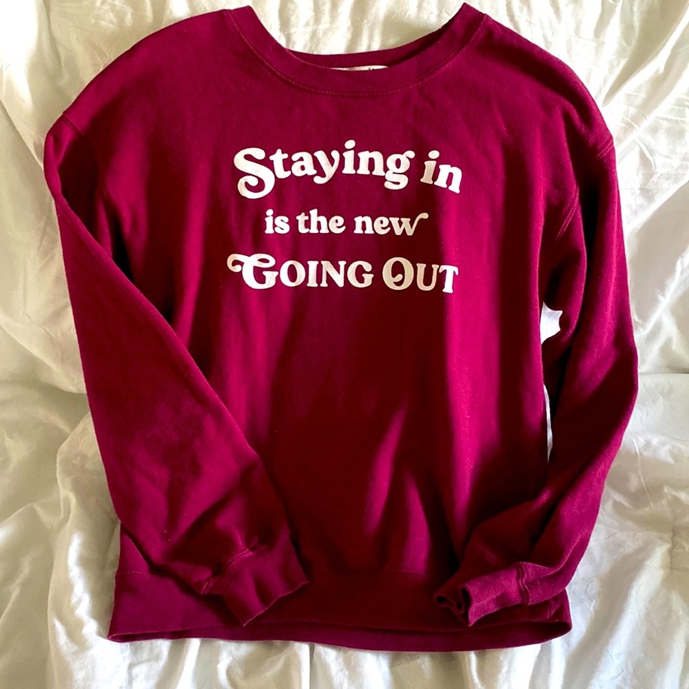 Maroon colored sweatshirt, wound up, medium 7-8